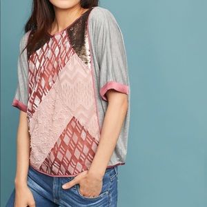 Anthropologie Tiny Velvet Patchwork Tee
